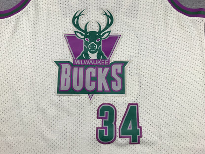 Men's Milwaukee Bucks Giannis Antetokounmpo #34 Cream Chainstitch Swingman Jersey1