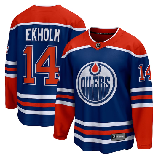 Men's Edmonton Oilers Mattias Ekholm #14 Royal Home Breakaway Jersey1