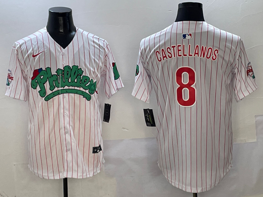 Men's Philadelphia Phillies Nick Castellanos #8 White Player Jersey1
