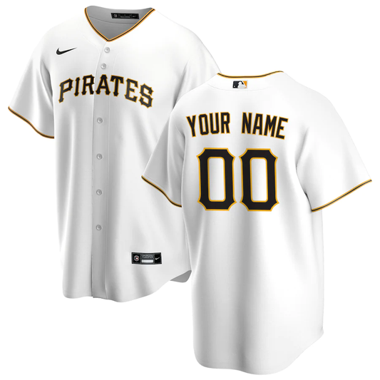 Men's Pittsburgh Pirates White Home Replica Custom Jersey1