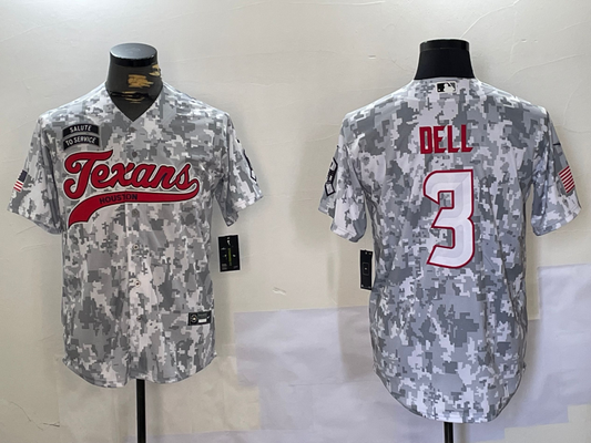 Men's Houston Texans Tank Dell #3 Arctic Camo 2024 Salute to Service Player Jersey1