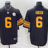 Men's Pittsburgh Steelers Patrick Queen #6 Black Game Player Jersey1