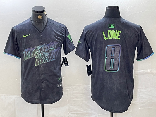 Men's Tampa Bay Rays Brandon Lowe #8 Charcoal 2024 City Connect Limited Player Jersey1