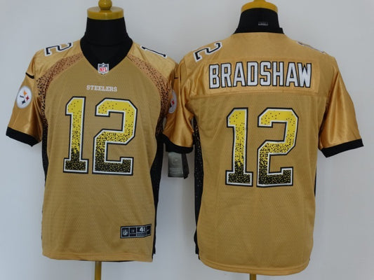 Men's Pittsburgh Steelers Terry Bradshaw #12 Gold Player Game Jersey1