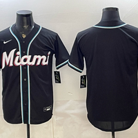 Men's Miami Marlins Fashion Replica Black Out Jersey