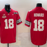 Men's Ohio State Buckeyes Will Howard #18 Red 2025 CFP Final National Champions Patch F.U.S.E. Jersey