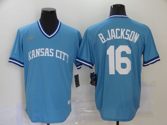 Men's Kansas City Royals Bo Jackson #16 Blue Authentic Game Jersey1