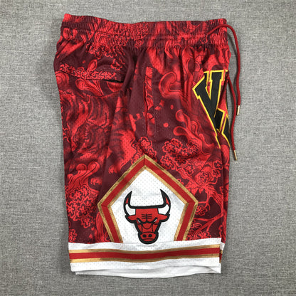 Men's Chicago Bulls Tiger Year Limited Edition Red Basketball Shorts1