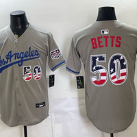 Men's Los Angeles Dodgers Mookie Betts #50 Gray USA 250 Fourth of July Home Limited Jersey