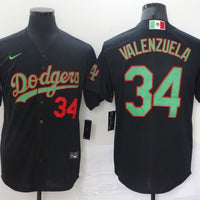 Men's Los Angeles Dodgers Fernando Valenzuela #34 Black Replica Game Jersey1