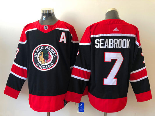 Men's Chicago Blackhawks Brent Seabrook #7 Black Breakaway Player Jersey1
