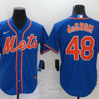 Men's New York Mets Jacob deGrom #48 Blue Replica Baseball Jersey1