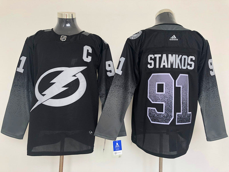 Men's Tampa Bay Lightning Steven Stamkos #91 Black Breakaway Player Jersey1