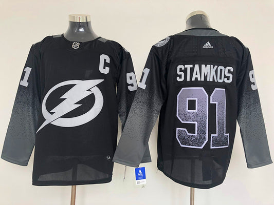 Men's Tampa Bay Lightning Steven Stamkos #91 Black Breakaway Player Jersey1