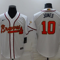 Men's Atlanta Braves Chipper Jones #10 White Replica Jersey1