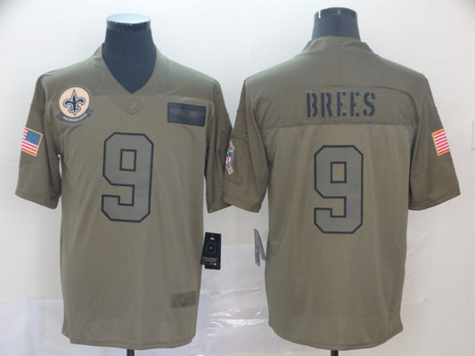 Men's New Orleans Saints Drew Brees #9 Brown Alternate Game Jersey1