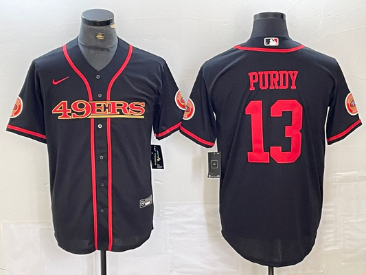 Men's San Francisco 49ers Brock Purdy #13 Black Joint Edition Player Jersey1