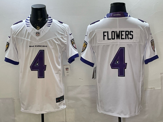 Zay Flowers #4 Baltimore Ravens White Vapor F.U.S.E. Limited Jersey - JerseysFreak