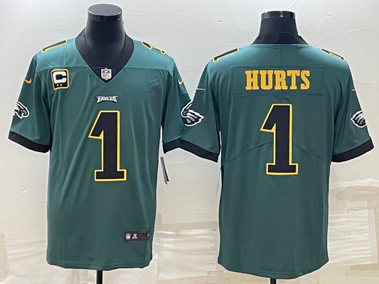 Men's Philadelphia Eagles Jalen Hurts #1 Midnight Green Game Jersey1