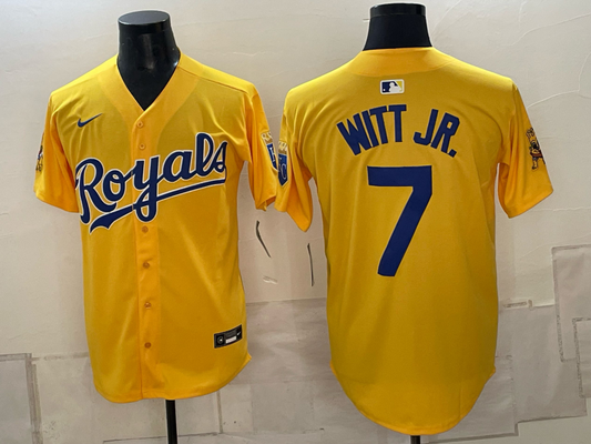 Men's  Kansas City Royals Bobby Witt Jr. #7 Yellow City Connect Limited Jersey