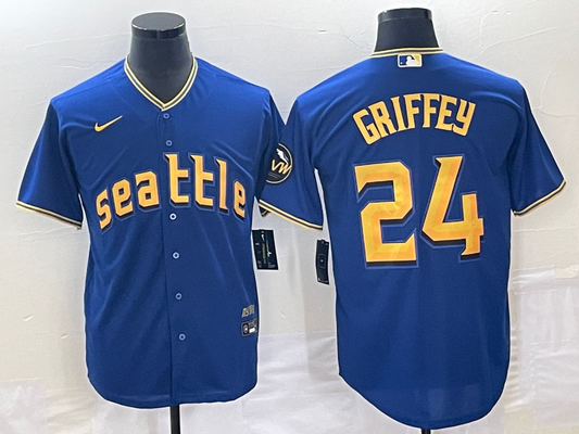 Men's Seattle Mariners Ken Griffey Jr. #24 Royal 2023 City Connect Replica Jersey1