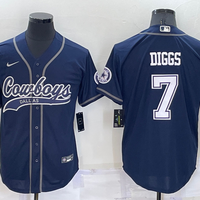 Men's Dallas Cowboys Trevon Diggs #7 Navy Game Jersey1 Joint Edition