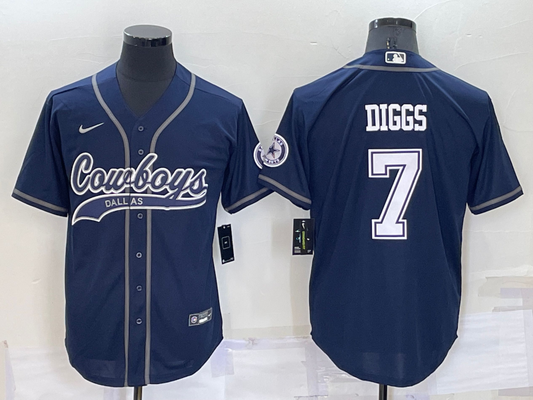 Men's Dallas Cowboys Trevon Diggs #7 Navy Game Jersey1 Joint Edition