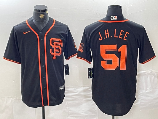 Men's San Francisco Giants Jung Hoo Lee #51 Black Replica Player Jersey1