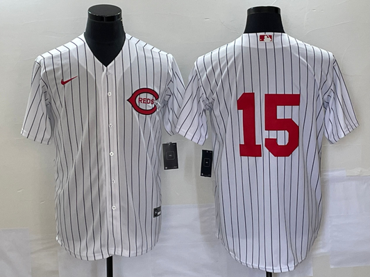 Men's Cincinnati Reds Anthony Rizzo #15 White 2022 MLB at Field of Dreams Game Authentic Player Jersey1