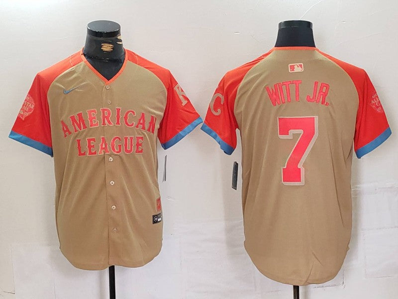 Men's American League Bobby Witt Jr. #7 Cream 2024 MLB All-Star Game Limited Player Jersey1