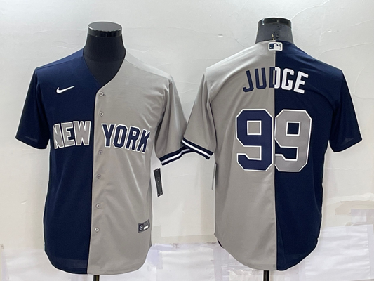 Men's New York Yankees Aaron Judge #99 Navy/Gray Replica Baseball Jersey1