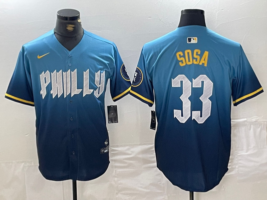Men's Philadelphia Phillies Edmundo Sosa #33 Blue 2024 City Connect Limited Player Jersey1