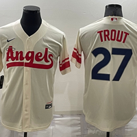 Men's Los Angeles Angels Mike Trout #27 Cream City Connect Replica Player Jersey1