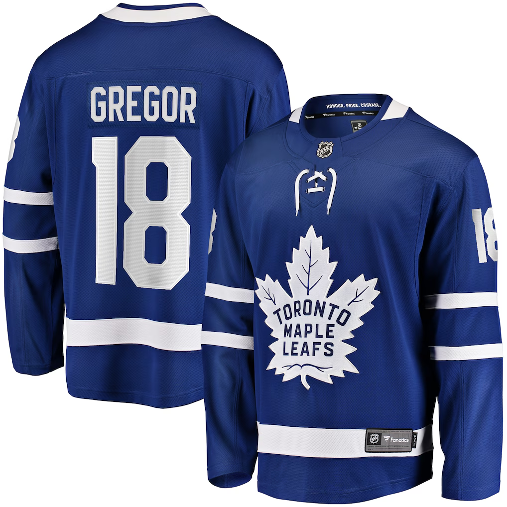 Men's Toronto Maple Leafs Noah Gregor #18 Fanatics Blue Home Breakaway Player Jersey