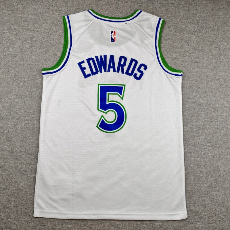 Men's Minnesota Timberwolves Anthony Edwards #5 White Swingman Jersey Association Edition