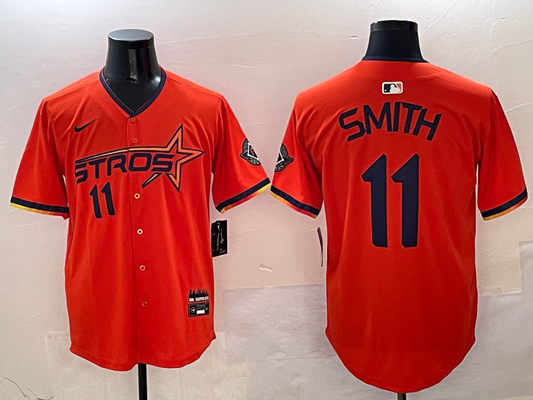 Men's Houston Astros Cam Smith #11 Orange 2025 City Connect Limited Player Jersey1
