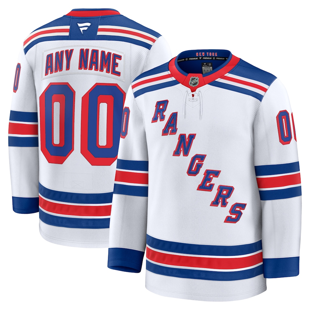 Men's New York Rangers Fanatics White Away Premium Custom Jersey