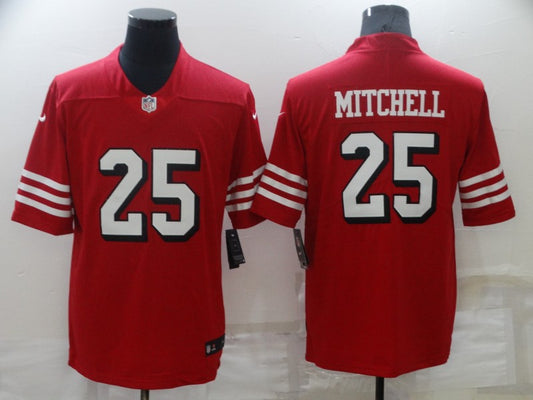 Men's San Francisco 49ers Elijah Mitchell #25 Scarlet Alternate Team Game Jersey1