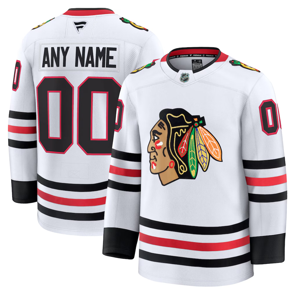 Men's Chicago Blackhawks Fanatics White Away Premium Custom Jersey