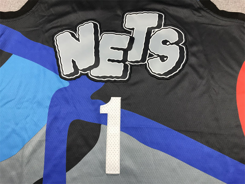 Men's Brooklyn Nets Mikal Bridges #1 Black 2023/24 Swingman Jersey1 - City Edition