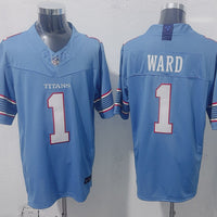 Men's Tennessee Titans Cameron Ward #1 Light Blue Player Game Jersey