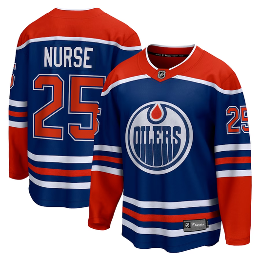 Men's Edmonton Oilers Darnell Nurse #25 Royal Home Breakaway Player Jersey1