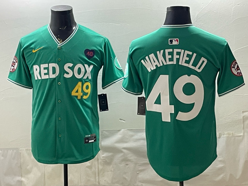 Men's Boston Red Sox Tim Wakefield #49 Green 2025 City Connect Limited Retired Player Jersey