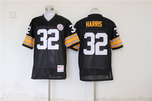 Men's Pittsburgh Steelers Franco Harris Mitchell & Ness Black Legacy Replica Jersey1