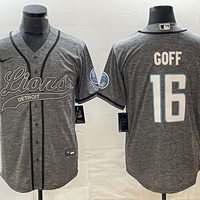 Men's Detroit Lions Jared Goff #16 Gray Game Jersey1 Joint Edition