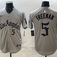 Men's Los Angeles Dodgers Freddie Freeman #5 Gray Alternate Replica Jersey