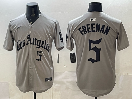 Men's Los Angeles Dodgers Freddie Freeman #5 Gray Alternate Replica Jersey