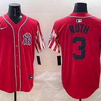 Men's New York Yankees Babe Ruth #3 Red Limited Player Jersey