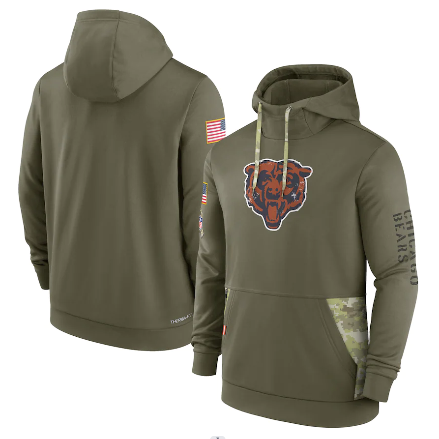 Chicago Bears Olive 2022 Salute to Service Hoodie