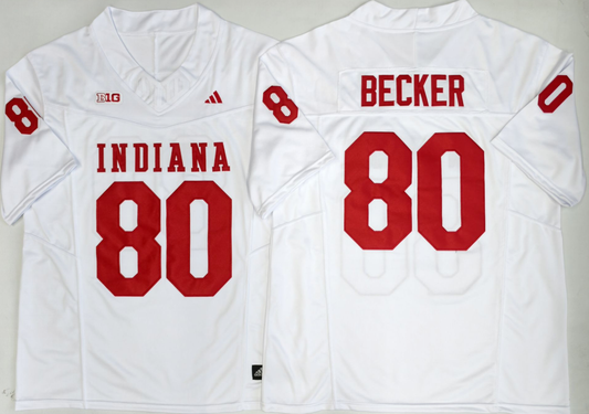Men's Indiana Hoosiers Charlie Becker #80 White Game Jersey
